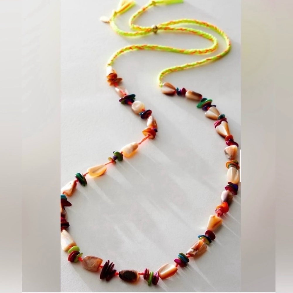 Free People x Ariana Ost At The Market Necklace in Pink + Yellow NWOT Beach Vibe